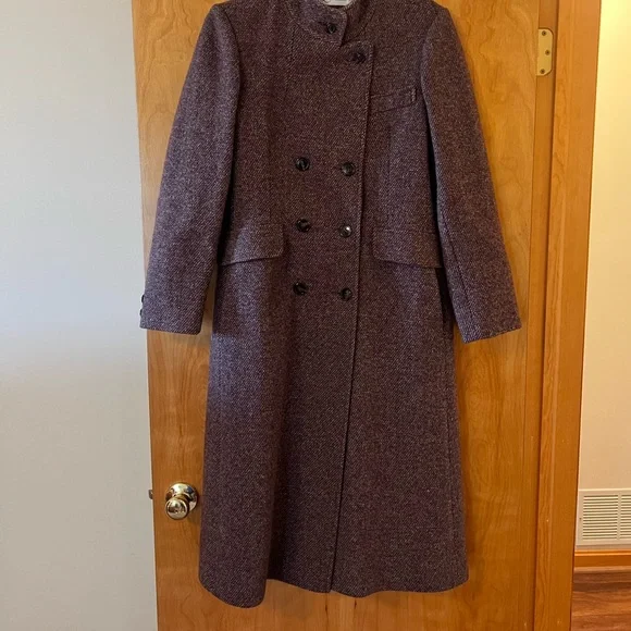 Lorendale Wool Lined Long Maxi Coat Vintage Heavy Purple Gray White Blend NICE - Picture 2 of 16